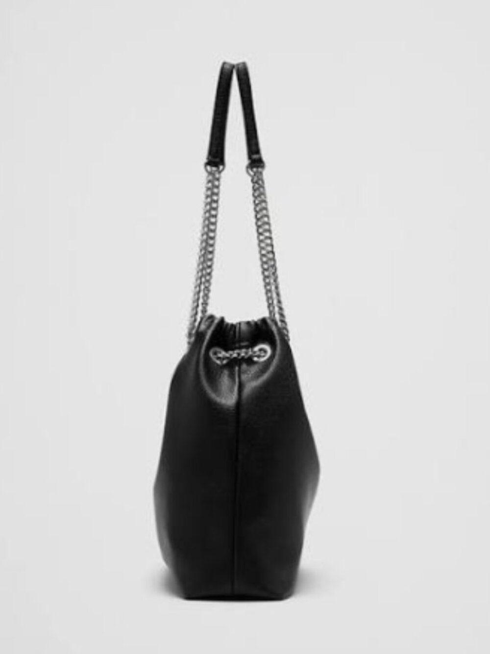 Banana Republic Factory - Black Vegan Leather Gathered Chain Bucket Bag - Picture 3 of 4